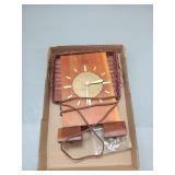 Vintage Wood & Brass Electric Mantel Clock