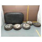 Lawn Mower Seat & Wheels Lot - 6 Wheels