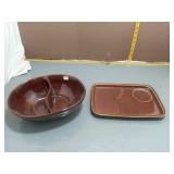 Divided Ceramic Bowl & Snack Tray Set
