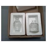 2 Small Clear Glass Decorative Bottles