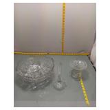 Pressed Glass Punch Bowl Set w/ Ladle & Stand