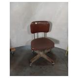 Vintage Rolling Office Chair - Brown Vinyl