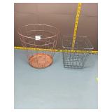 Wire Baskets - Copper Round & Silver Square, 2pc