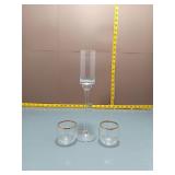 Champagne Flute & Shot Glass Set, Gold Rim