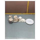 Vintage Ceramic Figurine Lot w/ Milk Glass Piece