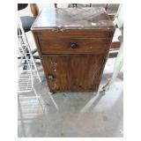 Vintage Wood Nightstand w/ Drawer & Cabinet