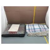 Plaid Wool Throw Blanket w/ Fringe