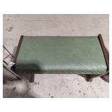 Wood Bench w/ Green Upholstered Seat