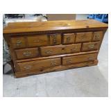 Pine Wood 9-Drawer Dresser w/ Brass Pulls