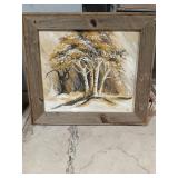 Tree Scene Oil Painting - Barnwood Frame