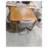 Oak Dining Table w/ 4 Chrome Cantilever Chairs