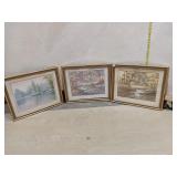 Set of 3 Framed Watercolor Landscape Prints