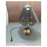 Brass Table Lamp w/ Smoked Glass Shade