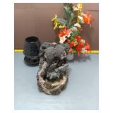 Ceramic Vase Arrangement, Cottage Figurine &...