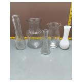 5 Glass & Milk Glass Vases