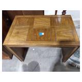 Wood Side Table w/ Parquet-Style Top