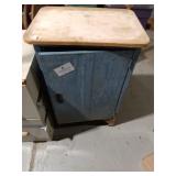 Vintage Blue Wood Cabinet w/ Butcher Block Top