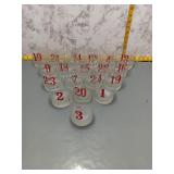 19 Numbered Golf Ball Base Lowball Glasses