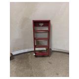 Red Painted Wood Shelf Unit w/ Heart Cutout
