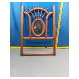 Vintage Wood Hall Rack w/ Oval Mirror