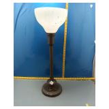 Vintage Torchiere Floor Lamp w/ Milk Glass Shade