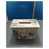 Painted Wood Tissue Box w/ Drawers