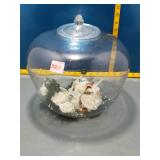 Large Glass Globe Jar w/ Floral Arrangement