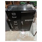 Vintage Black Metal File Cabinet w/ Door