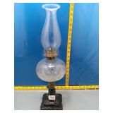 Vintage Oil Lamp - Glass Font, Black Base