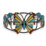 Zuni Multi-Stone Sterling Butterfly Cuff Bracelet