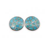 Zuni Turquoise Sterling Silver Post Earrings