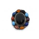 Native American Sterling Silver Brooch Pendant Pin