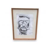 Vintage Ink Portrait Drawing Sketch - Signed