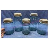 (5) Blue Ball 1qt & pint jars w/ zinc lids