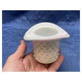 Vtg white hobnail top hat toothpick holder