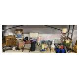 Tabletop lot of misc items & glassware