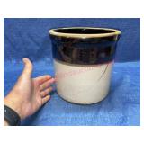 Vtg 1gal brown & white crock (cracked)