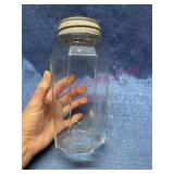 Unusual 1qt clear coffee jar w/ zinc lid