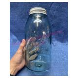 Old 2qt blue Ball jar w/ zinc lid (bubble glass)