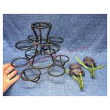 Wrought iron apple/ornanment holder & flower hooks