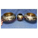 (3) Vtg India brass vases (etched)