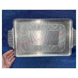 Vtg Hand Forged Aluminum rectangle tray w/ handles