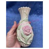Lenox Pink rose vase w/ gold trim