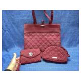 3pcs Vera Bradley bags & wallet (Quilted Burgandy)