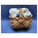 Vtg basket & old cutter quilt piece