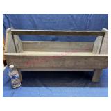 Old lrg wood tote on legs(30.5in long x 17in tall)
