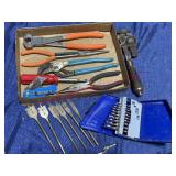 Lot of Various Tools (pliers, old wrench, bits, et