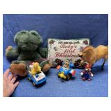 Vtg kid's toys -Christmas pillow -Boyd's frog