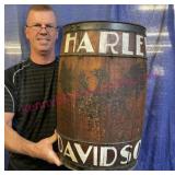 Old wooden keg 'Harley Davidson' painted