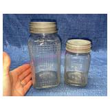 (2) Old 'waffle' coffee jars w/ zinc lids